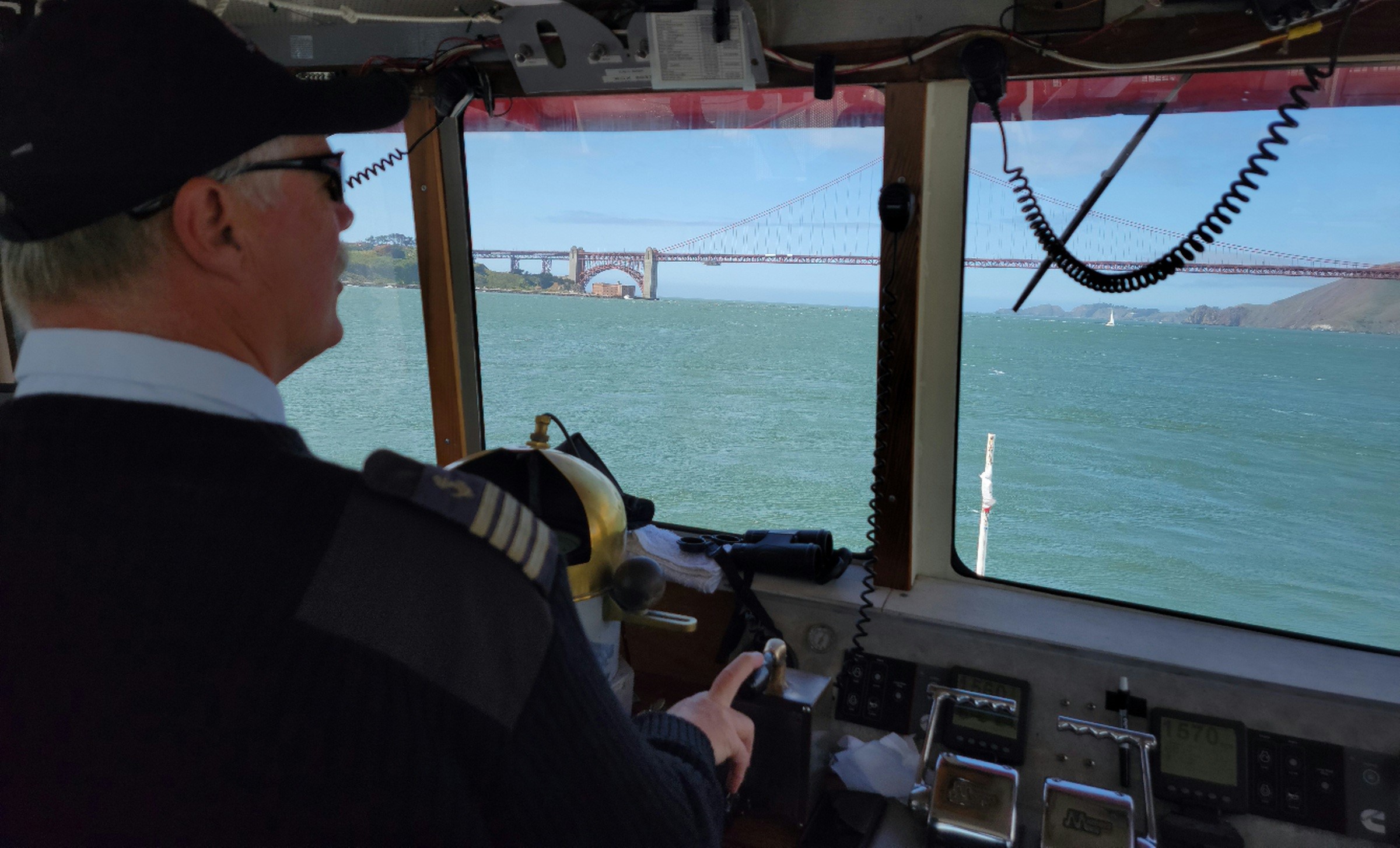 Capt. Mike pilots a hybrid vessel in the San Francisco Bay for Red and White Fleet