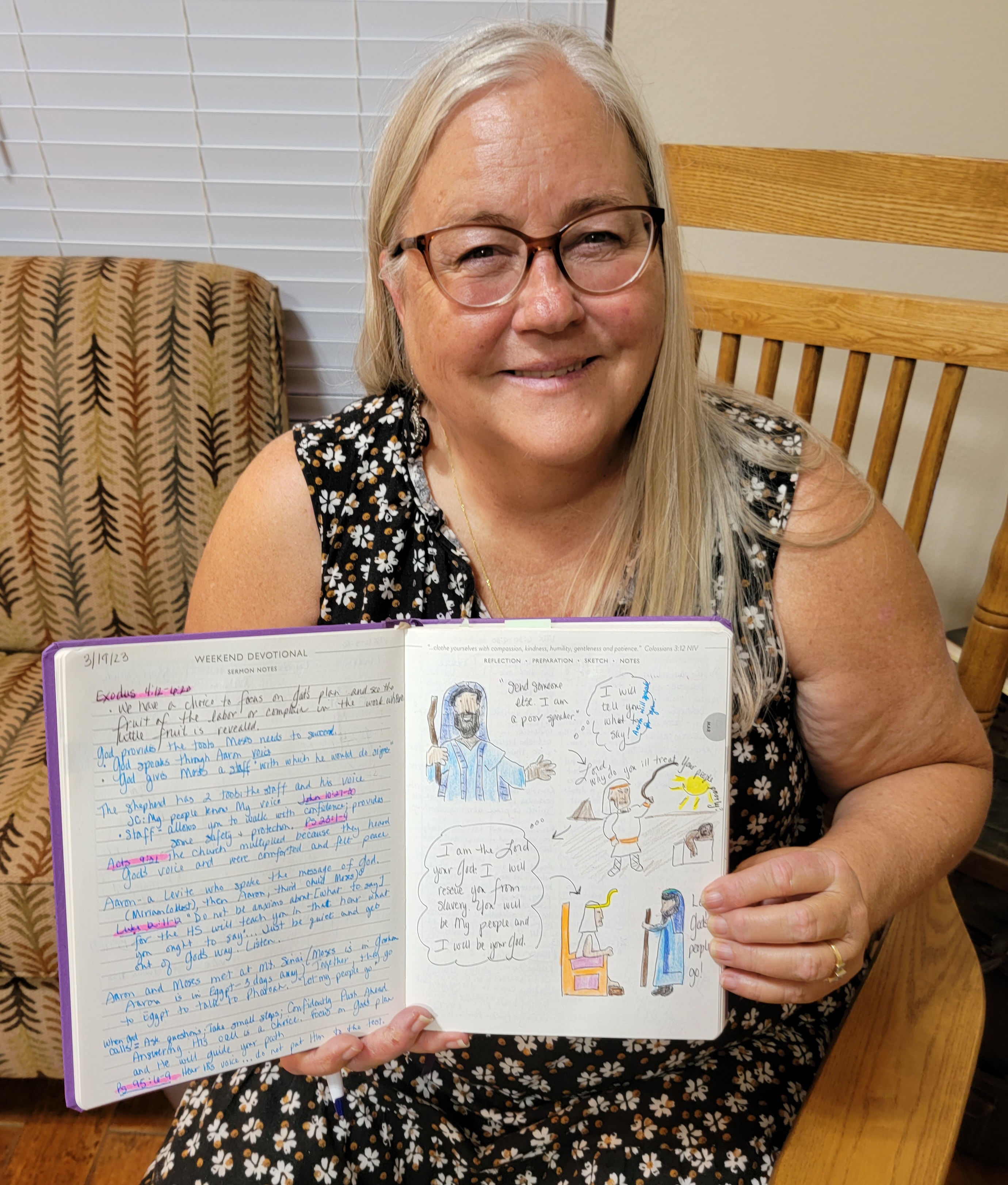 Virginia Schoenthaler illustrates her prayer journal. 